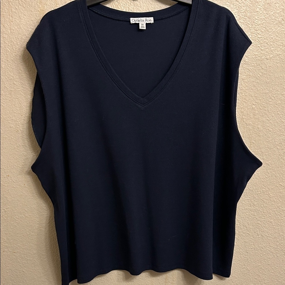 Ophelia Roe Women Plus Black Ribbed Sleeveless Top Size 3X